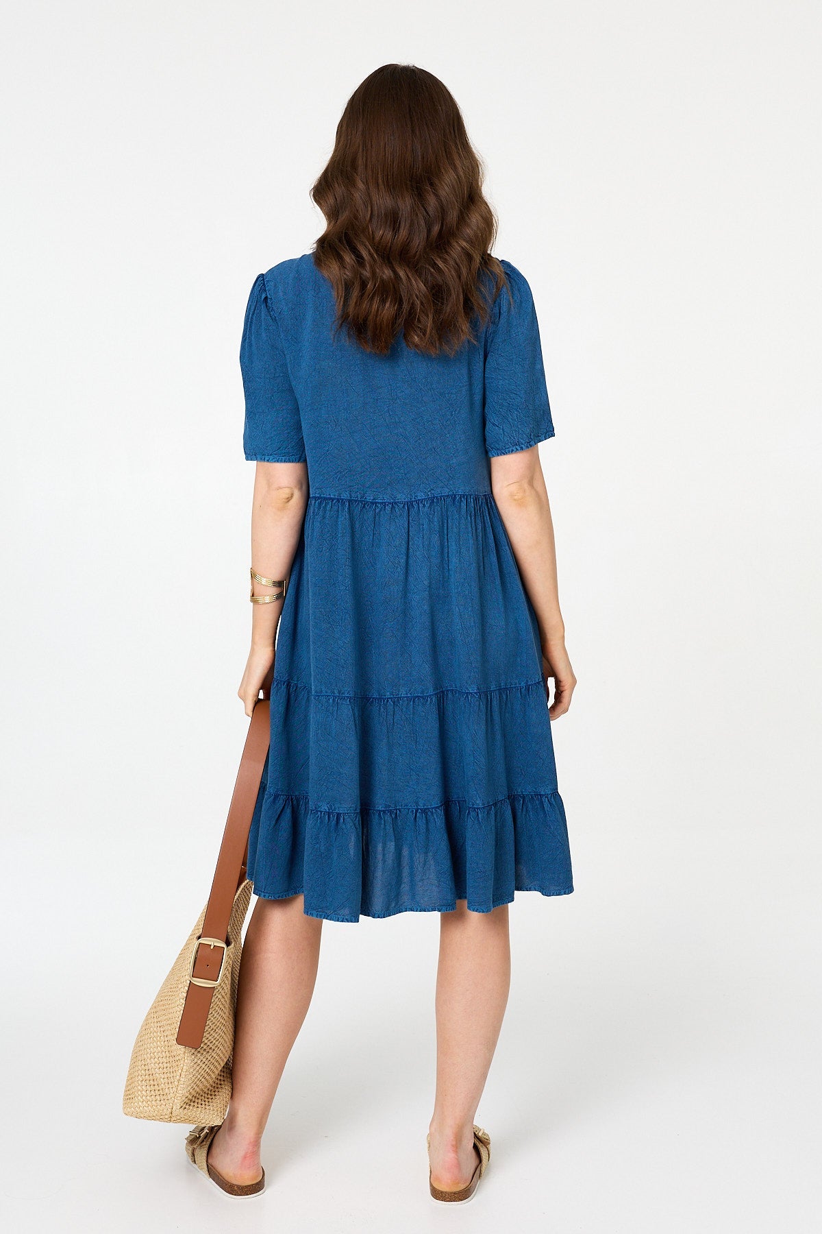 Tiered 1/2 Sleeve Knee Length Dress