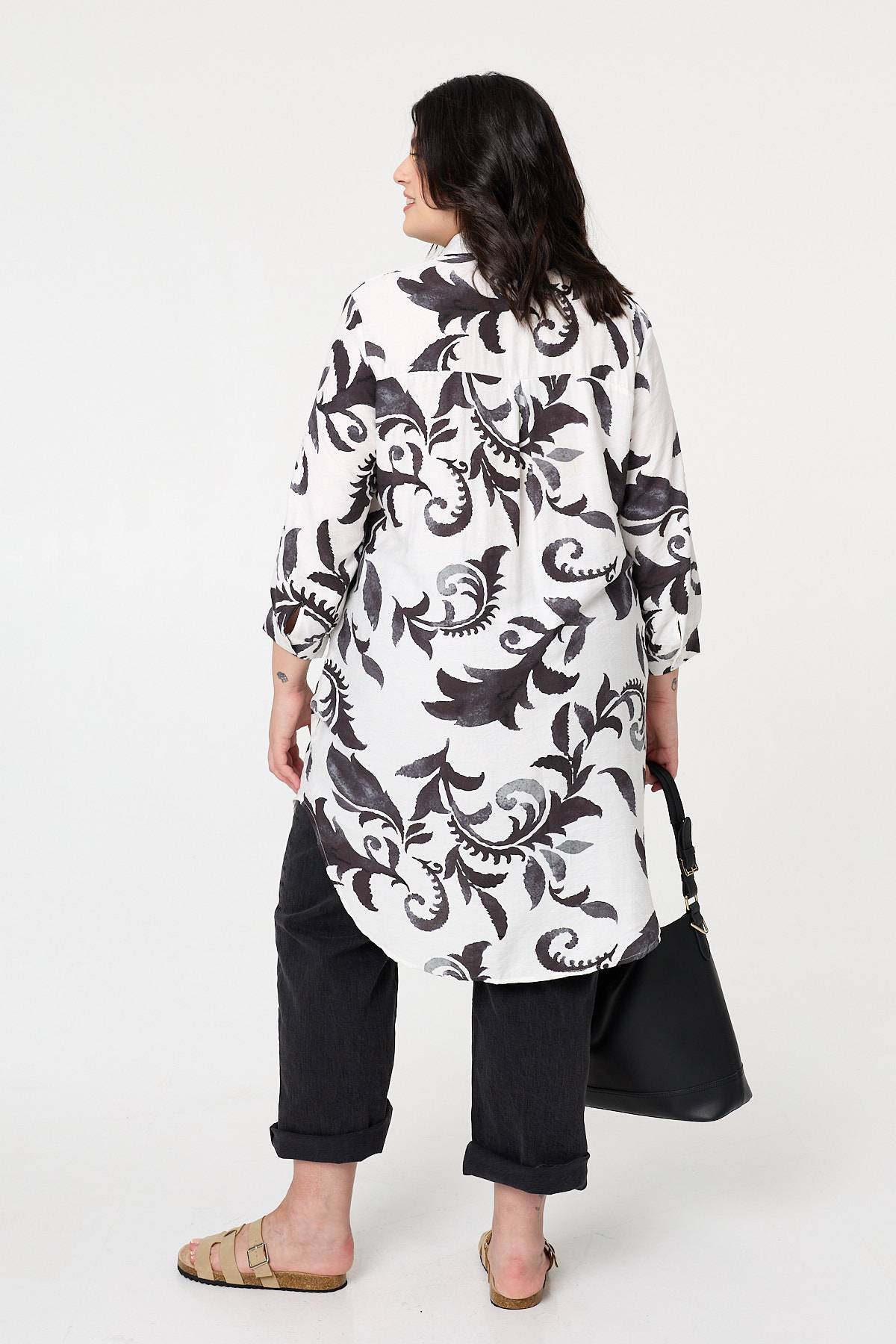 Curve Printed Relaxed Midi Shirt Dress