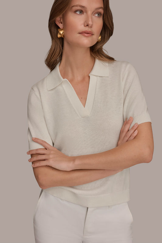 COTTON AND CASHMERE POLO SWEATER