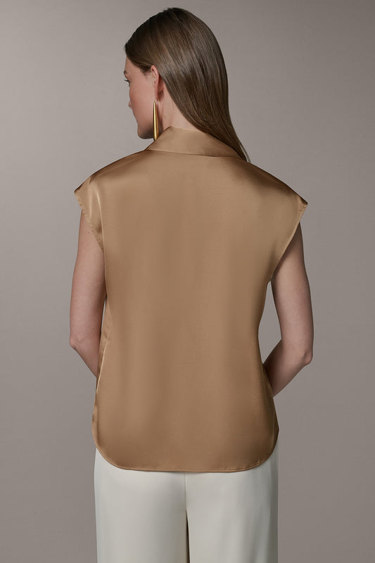 SLEEVELESS TIE BLOUSE