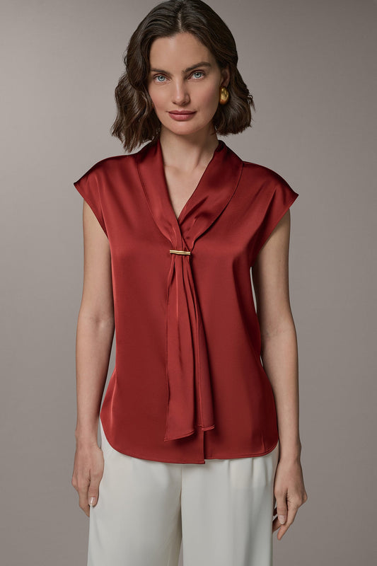 SLEEVELESS TIE BLOUSE