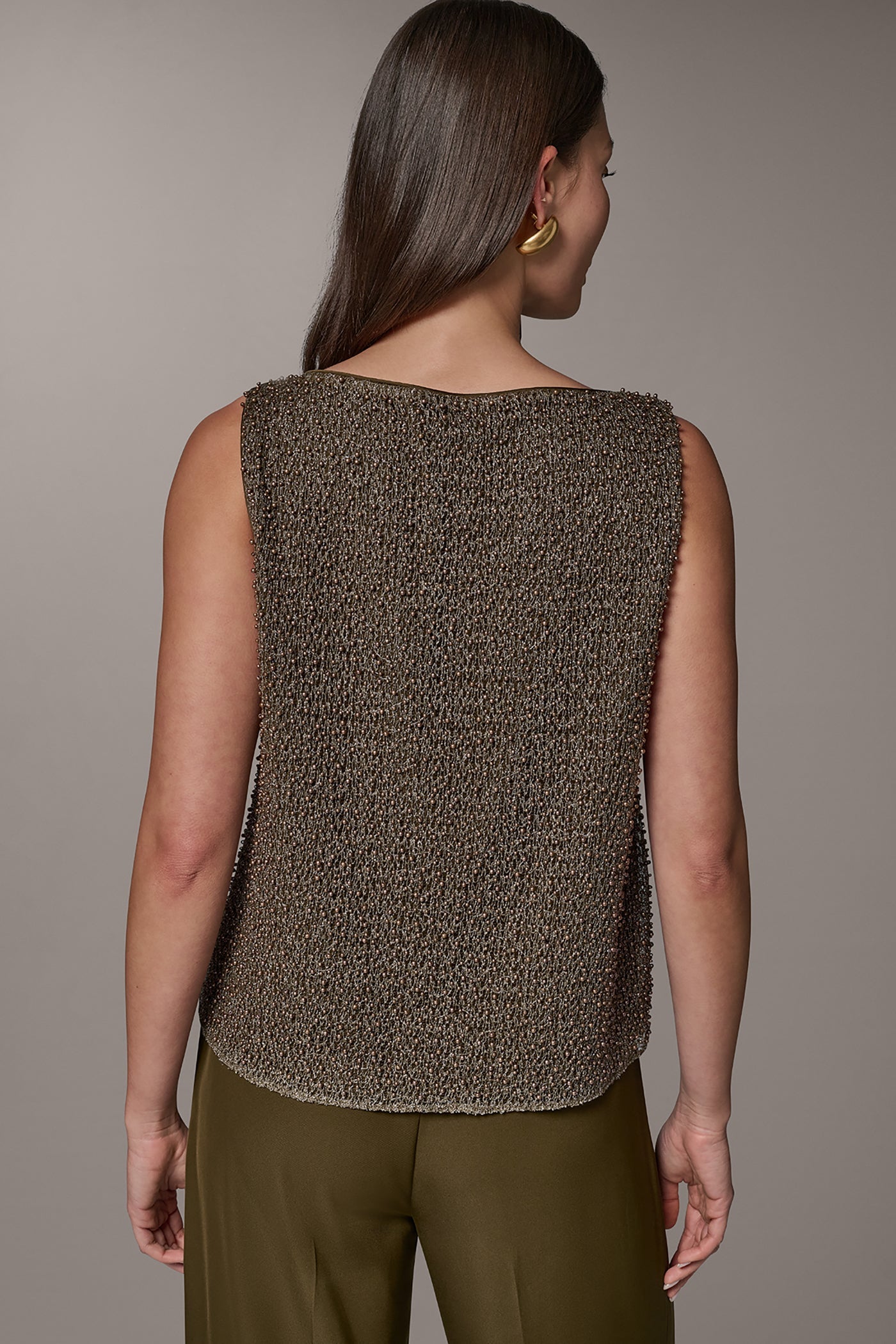 SLEEVELESS PEARL METALLIC BLOUSE