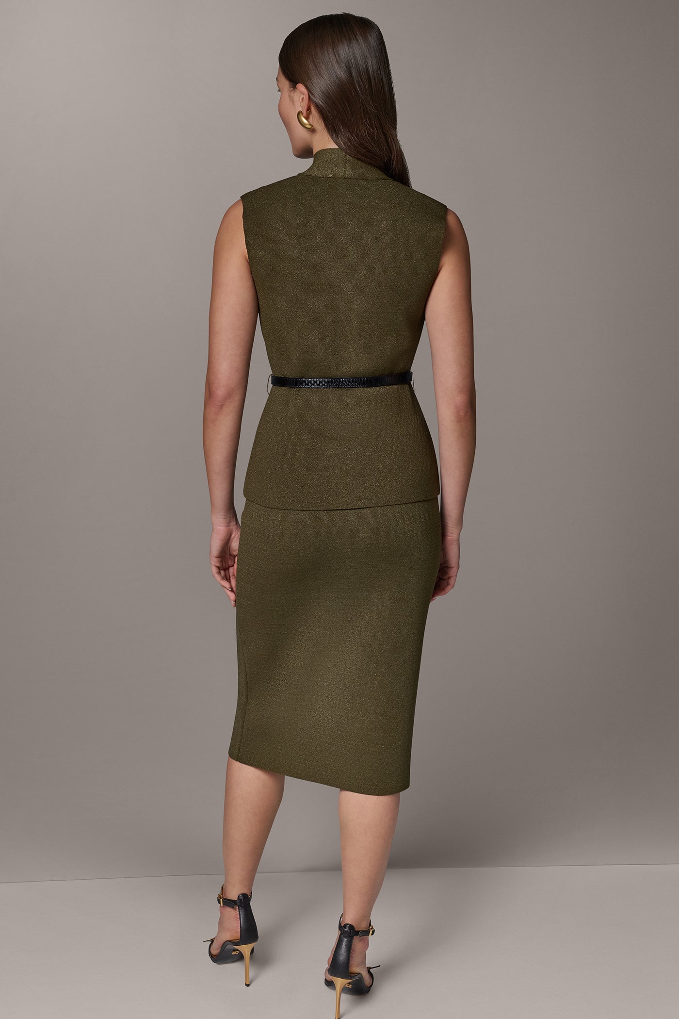 SLEEVELESS METALLIC CO-ORD BLOUSE