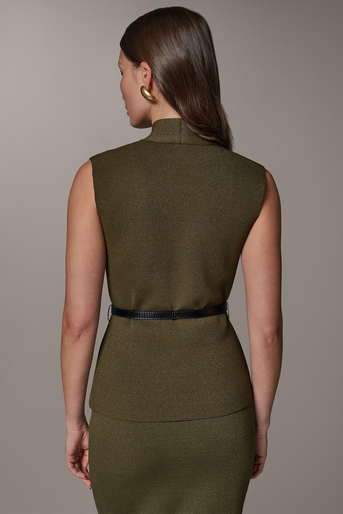 SLEEVELESS METALLIC CO-ORD BLOUSE