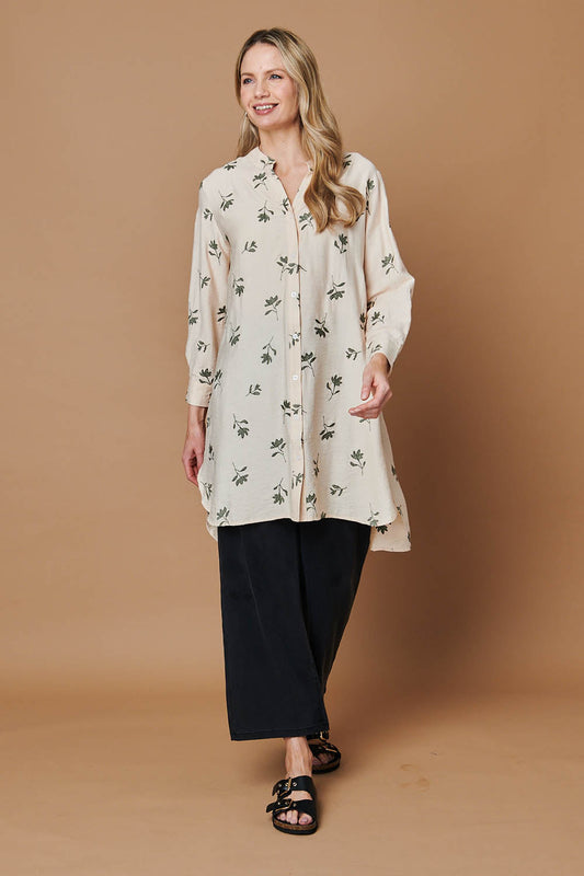 Floral Long Sleeve Casual Longline Shirt