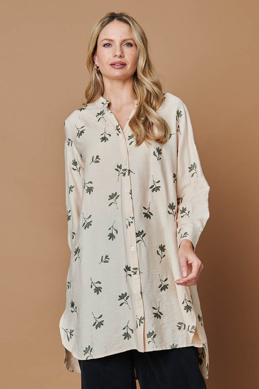 Floral Long Sleeve Casual Longline Shirt