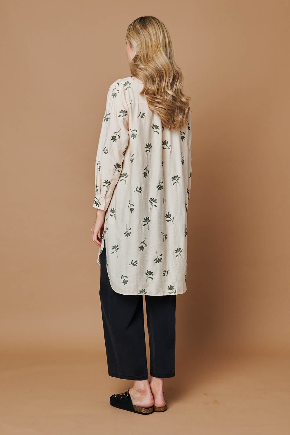 Floral Long Sleeve Casual Longline Shirt