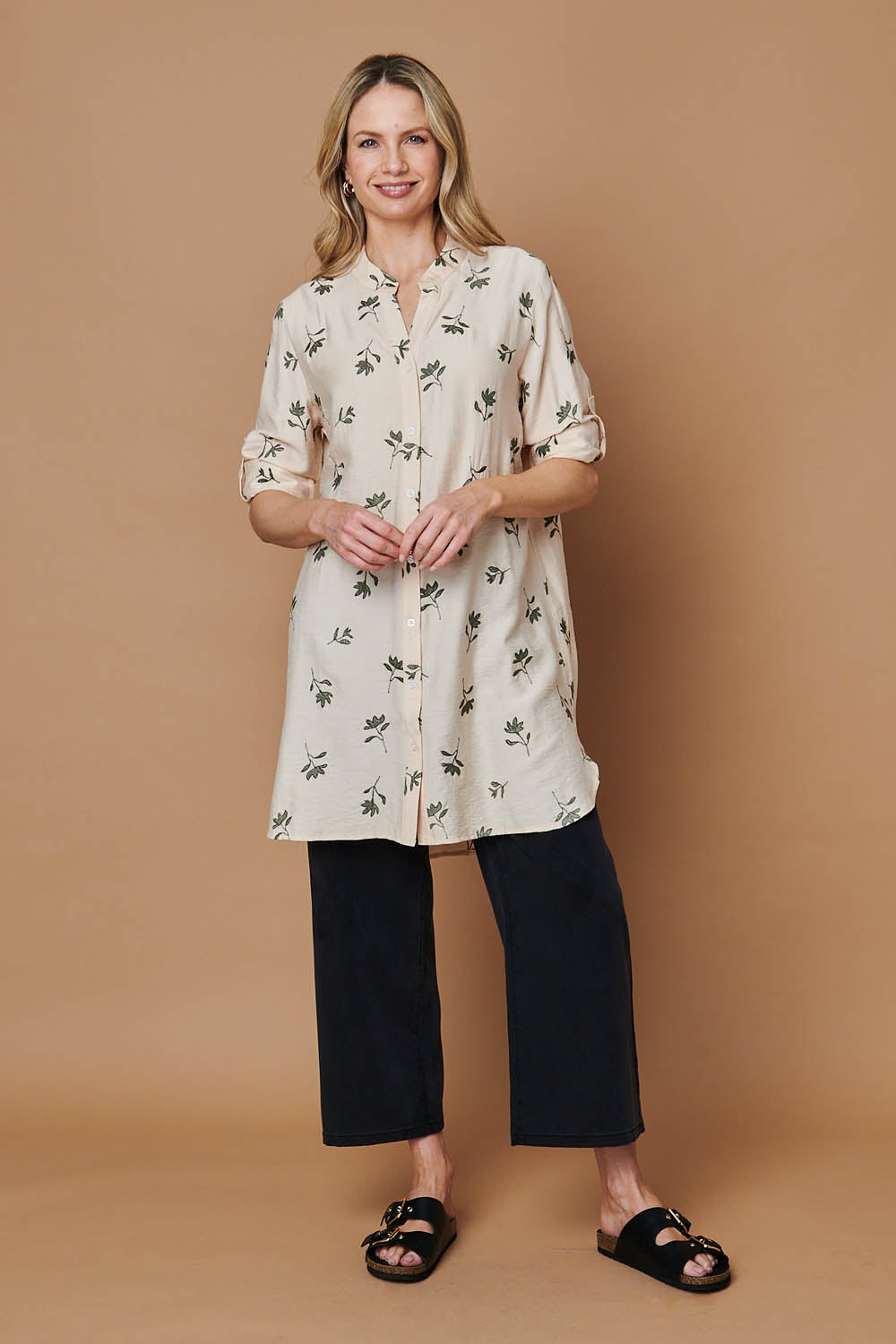 Floral Long Sleeve Casual Longline Shirt